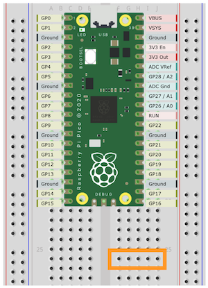 Pico op een breadboard